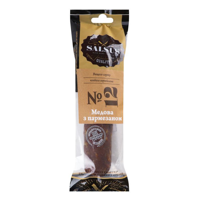 Ковбаса SALSUS с/к Медова з пармезаном в/с газ/пак 330г